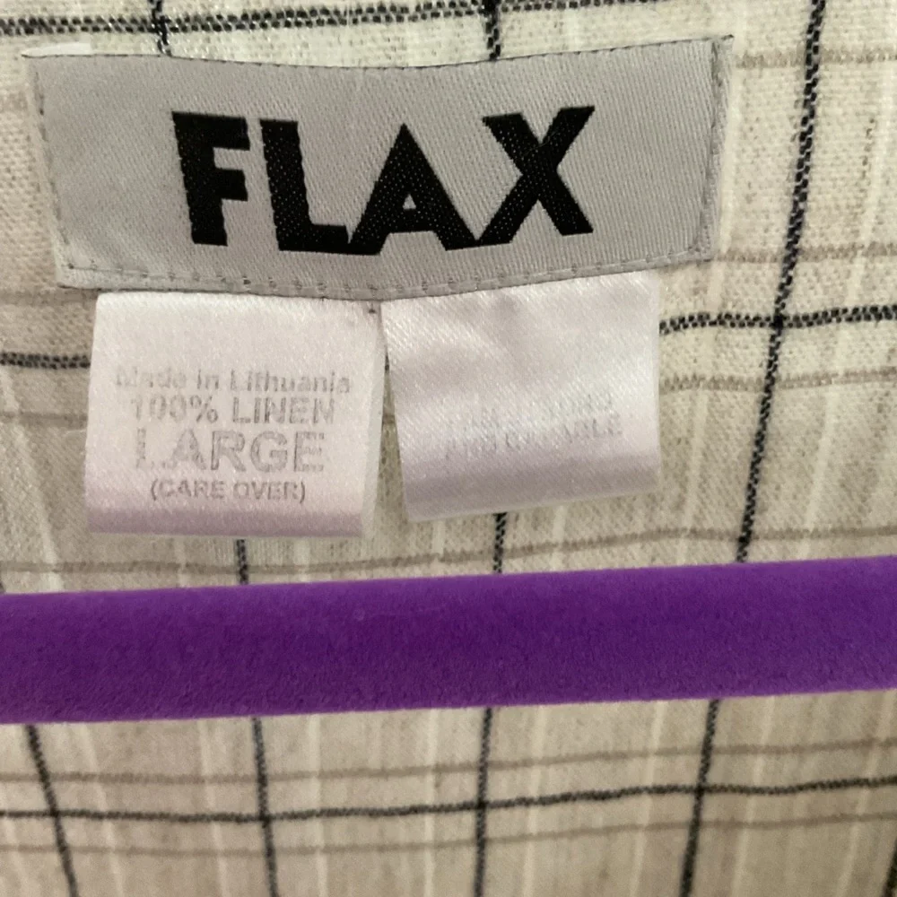 Flax Cream Plaid Linen Sleeveless Top - Picture 2 of 3